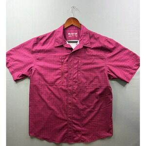 Ariat AriatTEK Button Down Shirt Mens Pink Geometric Print Short Sleeve Large